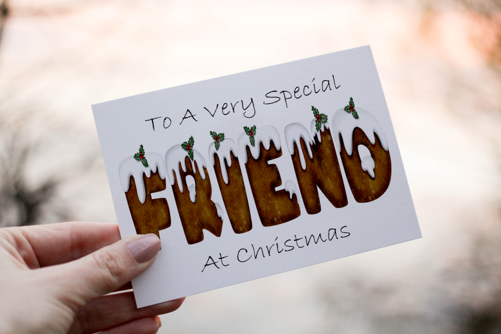 Special Friend Christmas Pudding Christmas Card